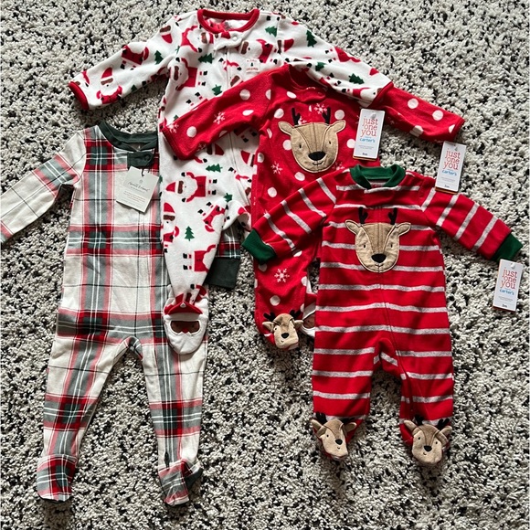Carter's Other - 2 for $15: NWT Carter’s Baby Footies Santa Claus & Reindeer